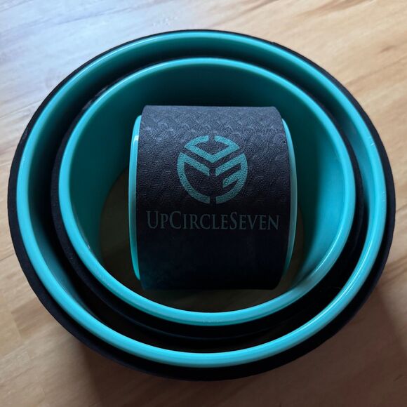 Up Circle Seven Yoga Foam Rollers Set Of 3 Circles 6" 10" 12" in Cyan - Picture 3 of 7